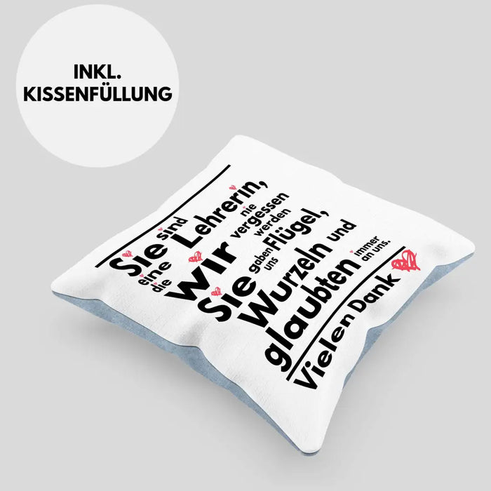 Trendation - Abschiedsgeschenk Lehrerin Kissen Geschenk zum Abschied Klassenlehrerin Beste Lehrerin Geschenkidee Danke Dekokissen mit Füllung 40x40 Rosa Trendation