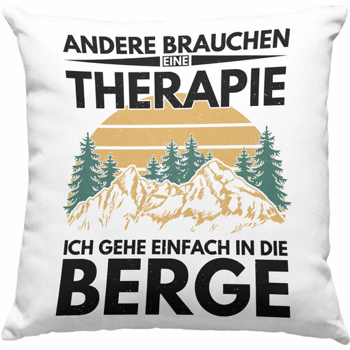 Trendation - Berge Kissen Geschenk Therapie Lustig Spruch Wandern Klettern Trekking Dekokissen mit Füllung 40x40 Rosa Trendation