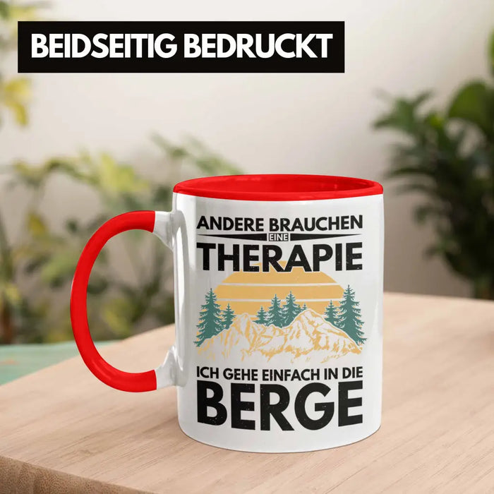 Trendation - Berge Tasse Geschenk Therapie Lustig Spruch Wandern Klettern Trekking Rot Trendation