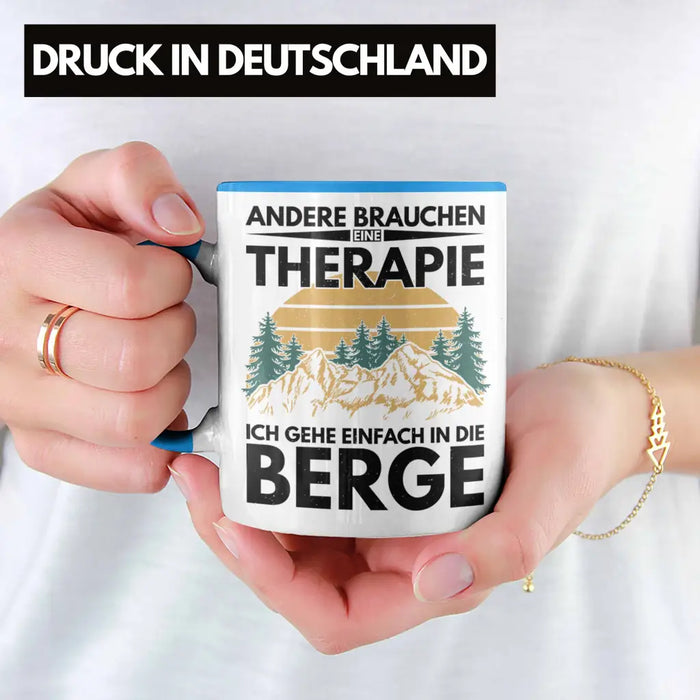 Trendation - Berge Tasse Geschenk Therapie Lustig Spruch Wandern Klettern Trekking Blau Trendation