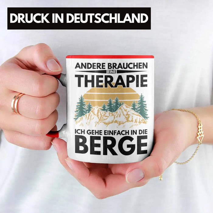 Trendation - Berge Tasse Geschenk Therapie Lustig Spruch Wandern Klettern Trekking Rot Trendation