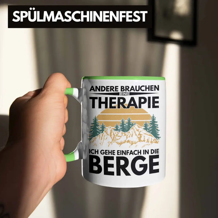 Trendation - Berge Tasse Geschenk Therapie Lustig Spruch Wandern Klettern Trekking Grün Trendation