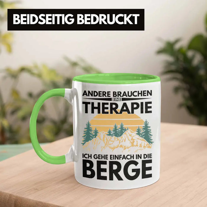 Trendation - Berge Tasse Geschenk Therapie Lustig Spruch Wandern Klettern Trekking Grün Trendation
