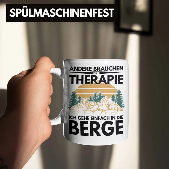 Trendation - Berge Tasse Geschenk Therapie Lustig Spruch Wandern Klettern Trekking Weiß Trendation