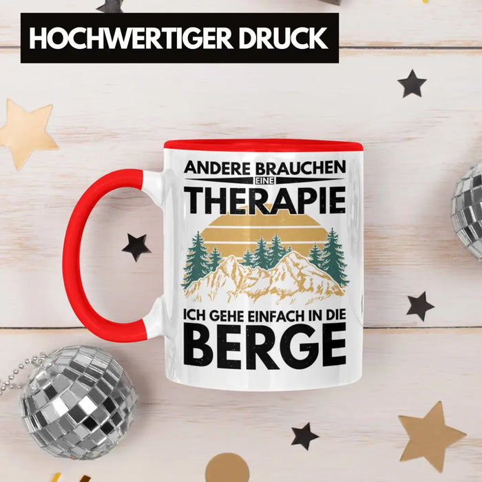 Trendation - Berge Tasse Geschenk Therapie Lustig Spruch Wandern Klettern Trekking Rot Trendation