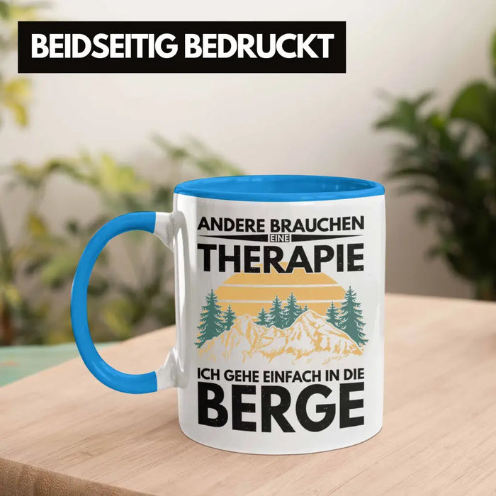 Trendation - Berge Tasse Geschenk Therapie Lustig Spruch Wandern Klettern Trekking Blau Trendation