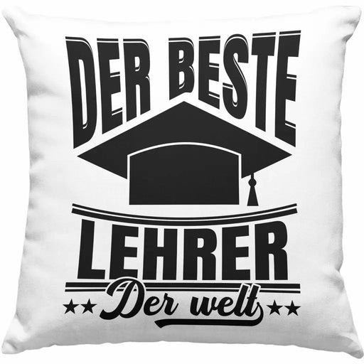 Trendation - Der Beste Lehrer Der Welt Kissen Geschenk Abschied Abschiedsheschenk Lehrer Abi Abitur Spruch Dekokissen mit Füllung 40x40 Rosa Trendation