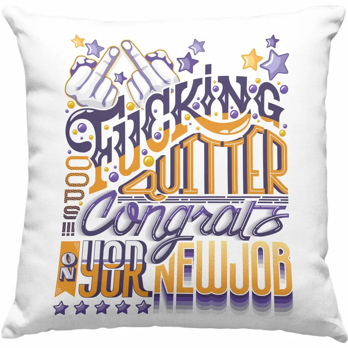 Trendation - Congrats On Your New Job Kissen Geschenk Jobwechsel Neuer Job Abschiedsgeschenk Changing Job Dekokissen mit Füllung 40x40 Rosa Trendation