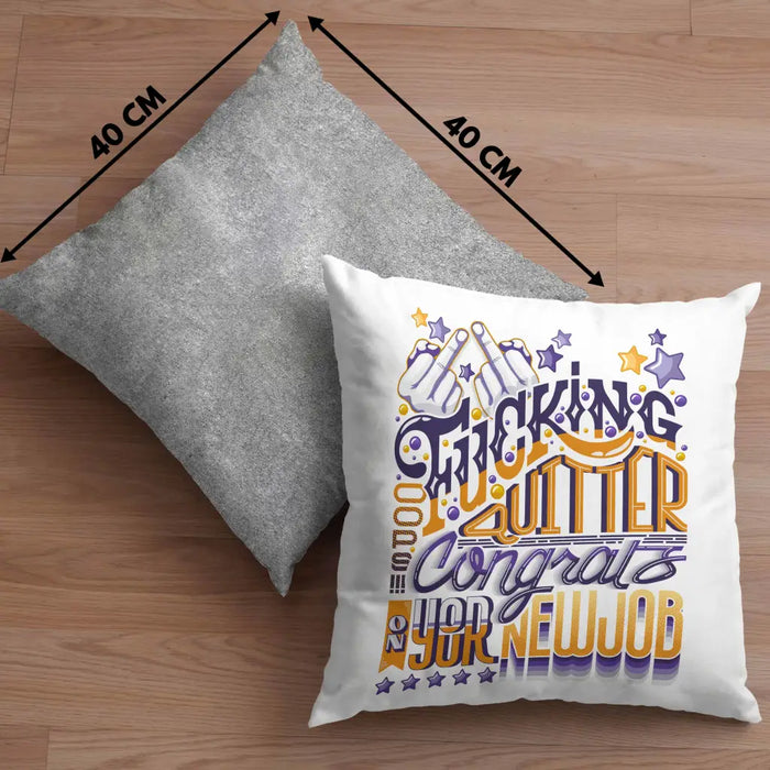 Trendation - Congrats On Your New Job Kissen Geschenk Jobwechsel Neuer Job Abschiedsgeschenk Changing Job Dekokissen mit Füllung 40x40 Rosa Trendation