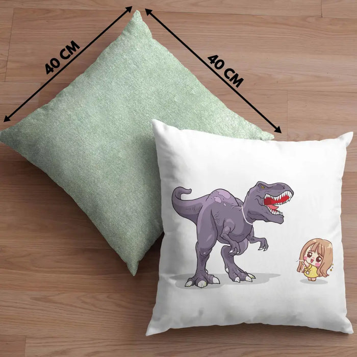 Trendation - Coole Kissen für Dinofans Dinosaurier Geschenkidee Mädchen Geschenke Lustig Dekokissen mit Füllung 40x40 Rosa Trendation