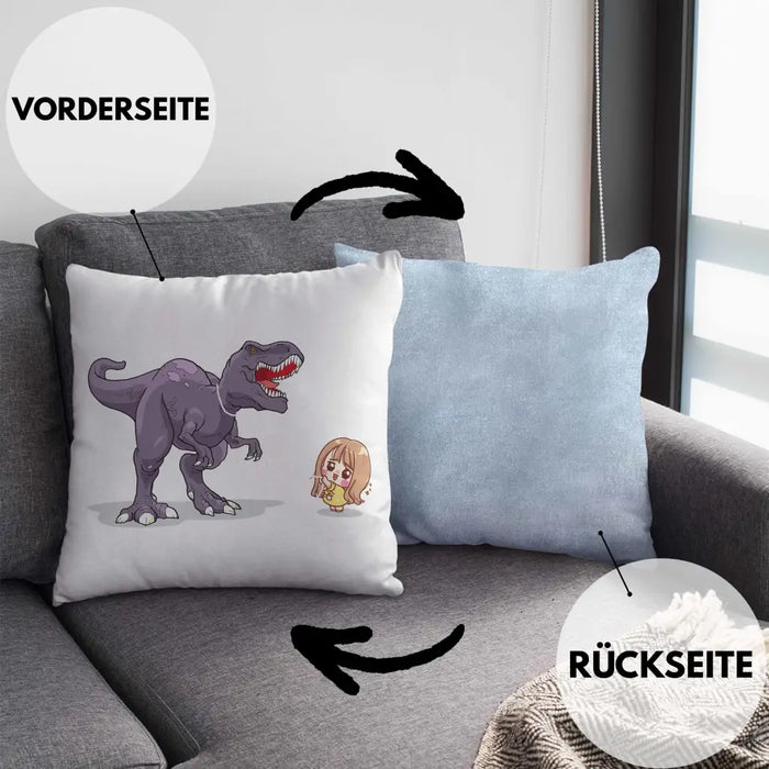 Trendation - Coole Kissen für Dinofans Dinosaurier Geschenkidee Mädchen Geschenke Lustig Dekokissen mit Füllung 40x40 Rosa Trendation
