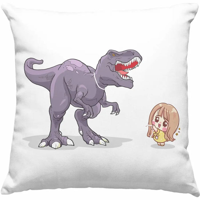 Trendation - Coole Kissen für Dinofans Dinosaurier Geschenkidee Mädchen Geschenke Lustig Dekokissen mit Füllung 40x40 Rosa Trendation