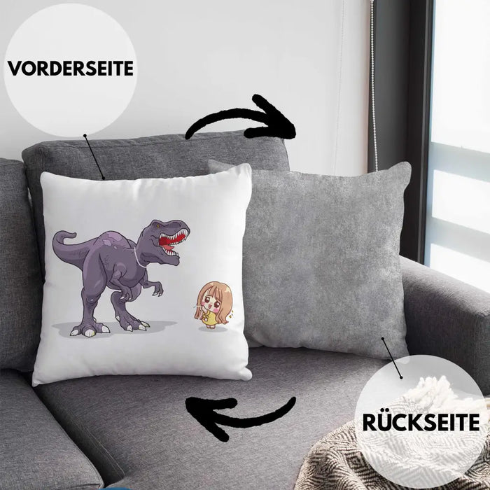 Trendation - Coole Kissen für Dinofans Dinosaurier Geschenkidee Mädchen Geschenke Lustig Dekokissen mit Füllung 40x40 Rosa Trendation