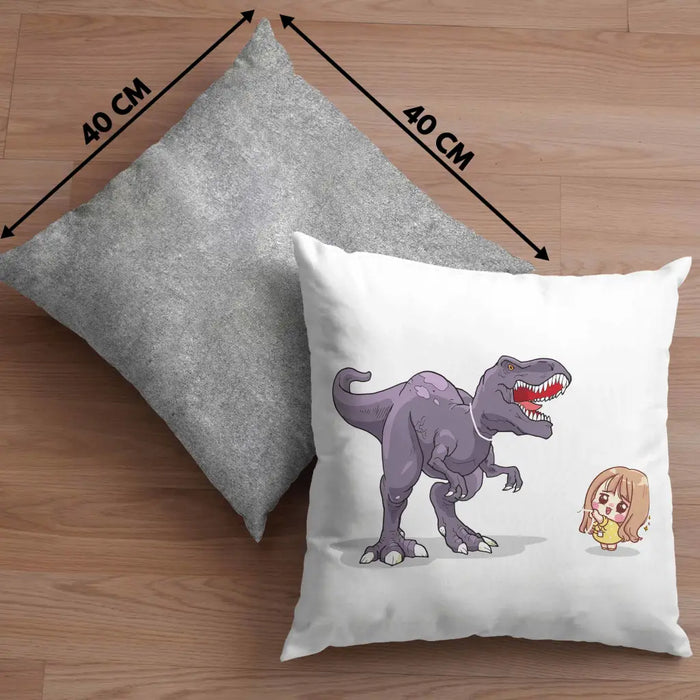 Trendation - Coole Kissen für Dinofans Dinosaurier Geschenkidee Mädchen Geschenke Lustig Dekokissen mit Füllung 40x40 Rosa Trendation