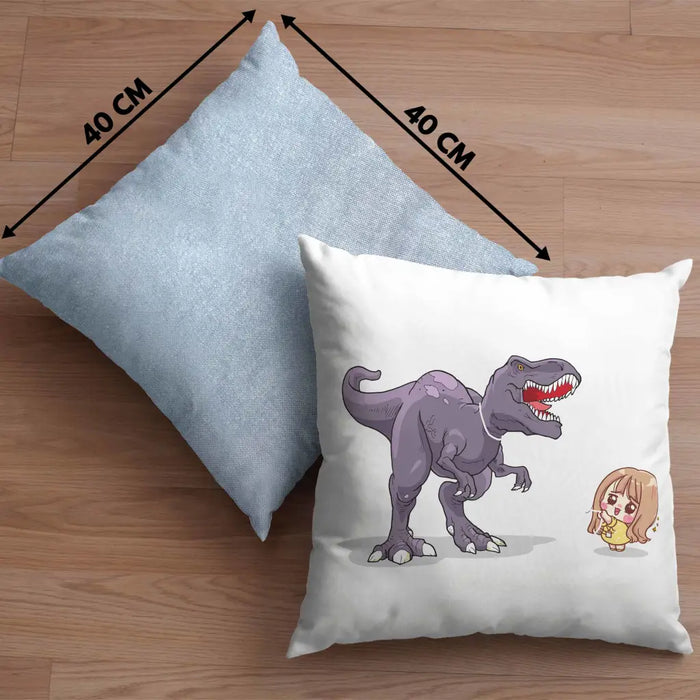 Trendation - Coole Kissen für Dinofans Dinosaurier Geschenkidee Mädchen Geschenke Lustig Dekokissen mit Füllung 40x40 Rosa Trendation