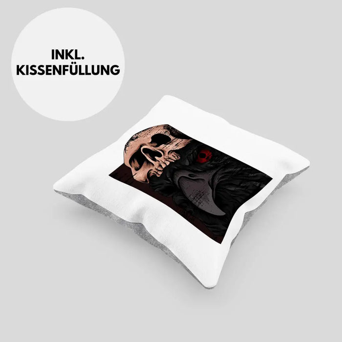Trendation - Coole Kissen Raben Totenkopf Geschenk Death Metal Punk Rock Dekokissen mit Füllung 40x40 Rosa Trendation