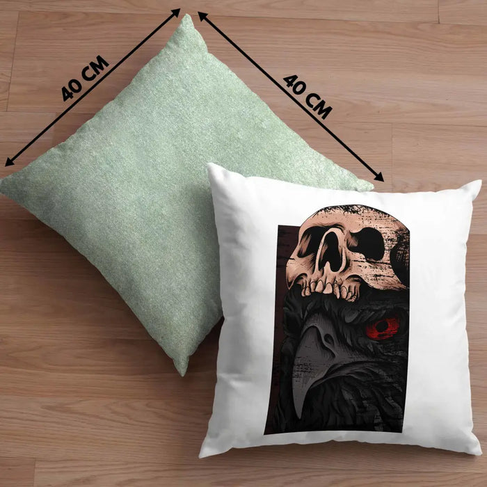Trendation - Coole Kissen Raben Totenkopf Geschenk Death Metal Punk Rock Dekokissen mit Füllung 40x40 Rosa Trendation