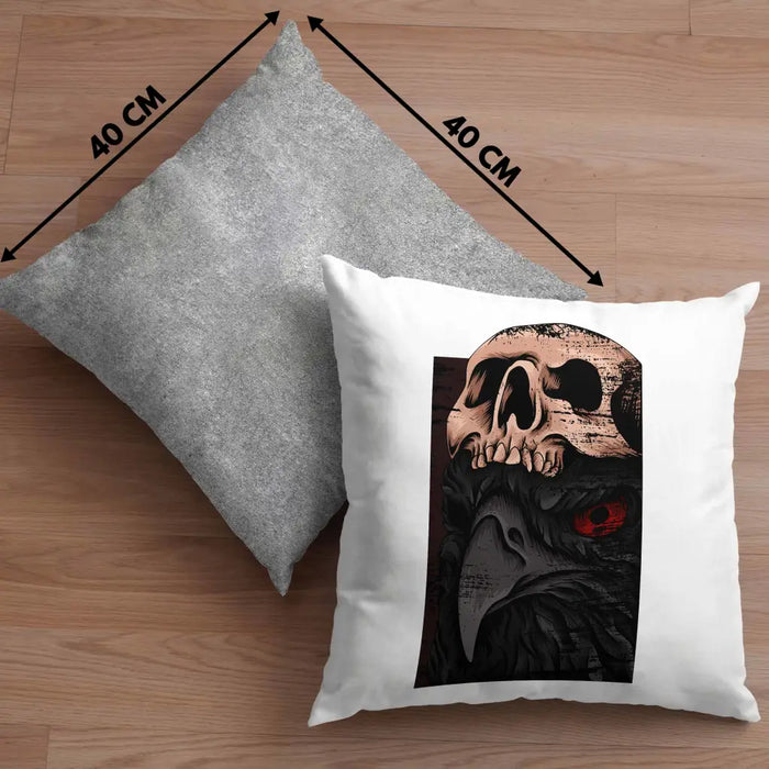 Trendation - Coole Kissen Raben Totenkopf Geschenk Death Metal Punk Rock Dekokissen mit Füllung 40x40 Rosa Trendation