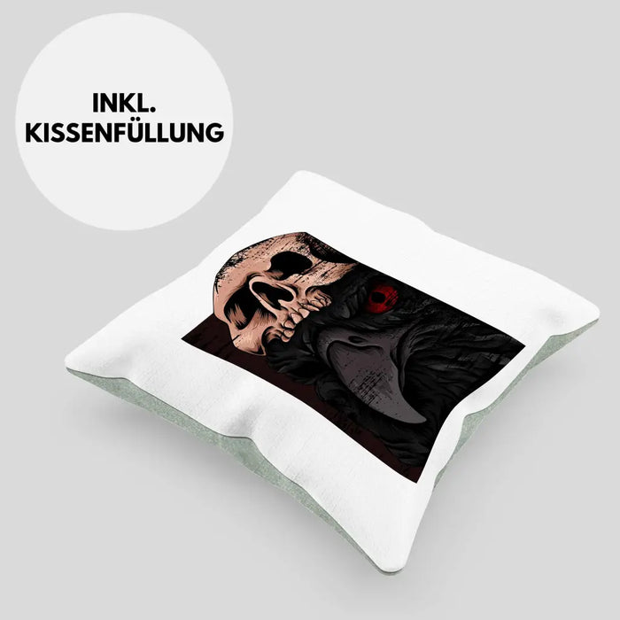 Trendation - Coole Kissen Raben Totenkopf Geschenk Death Metal Punk Rock Dekokissen mit Füllung 40x40 Rosa Trendation