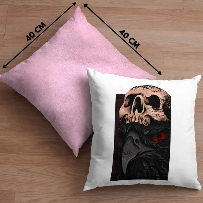 Trendation - Coole Kissen Raben Totenkopf Geschenk Death Metal Punk Rock Dekokissen mit Füllung 40x40 Rosa Trendation