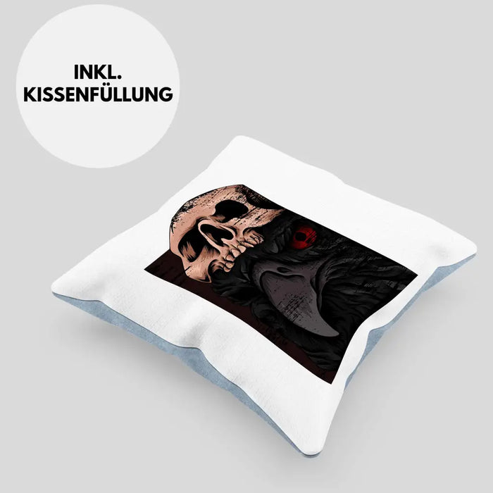 Trendation - Coole Kissen Raben Totenkopf Geschenk Death Metal Punk Rock Dekokissen mit Füllung 40x40 Rosa Trendation