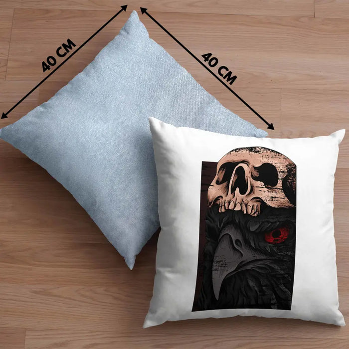 Trendation - Coole Kissen Raben Totenkopf Geschenk Death Metal Punk Rock Dekokissen mit Füllung 40x40 Rosa Trendation