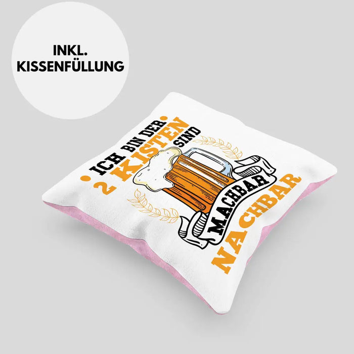 Trendation - Cooler Nachbar Kissen Geschenk Bester Nachbar Geschenkidee Nachbarn Dekokissen mit Füllung 40x40 Rosa Trendation