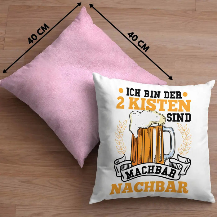 Trendation - Cooler Nachbar Kissen Geschenk Bester Nachbar Geschenkidee Nachbarn Dekokissen mit Füllung 40x40 Rosa Trendation