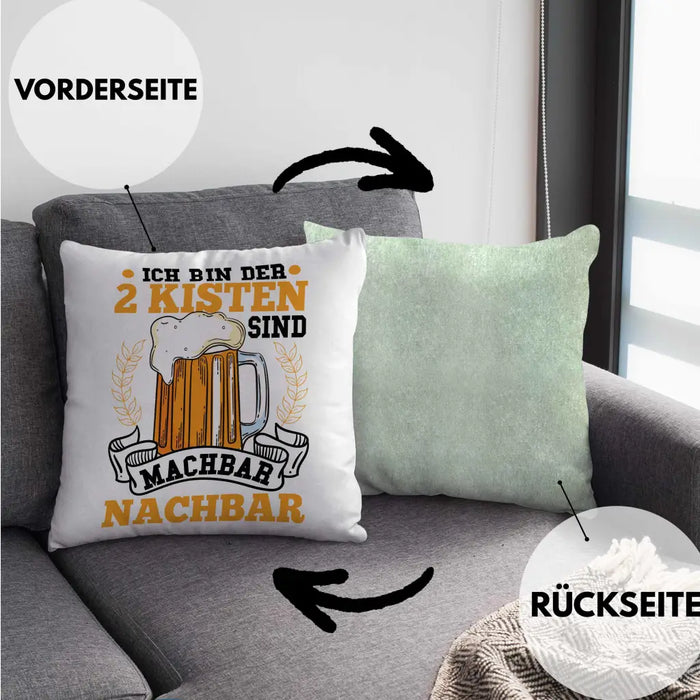 Trendation - Cooler Nachbar Kissen Geschenk Bester Nachbar Geschenkidee Nachbarn Dekokissen mit Füllung 40x40 Rosa Trendation