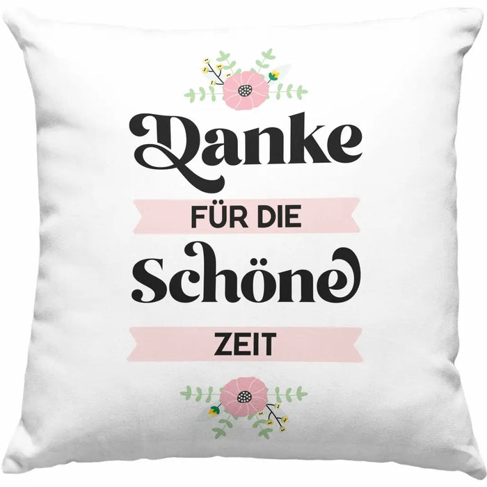 Trendation - Danke für Die Schöne Zeit Kissen Geschenk Abschied Kollege Lehrerin Kollegin Freundin Abschiedsgeschenk Dekokissen mit Füllung 40x40 Rosa Trendation