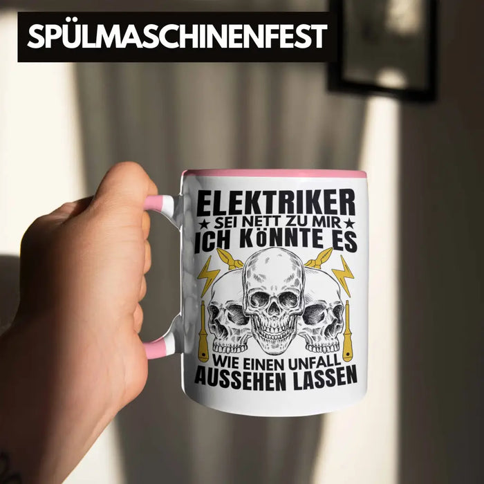 Trendation - Elektriker Tasse Geschenk Elektromeister Lustiger Spruch Männer Geschenkidee Wie Ein Unfall Aussehen Lassen Rosa Trendation