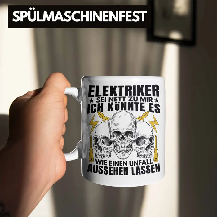Trendation - Elektriker Tasse Geschenk Elektromeister Lustiger Spruch Männer Geschenkidee Wie Ein Unfall Aussehen Lassen Weiß Trendation