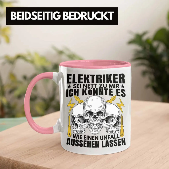 Trendation - Elektriker Tasse Geschenk Elektromeister Lustiger Spruch Männer Geschenkidee Wie Ein Unfall Aussehen Lassen Rosa Trendation