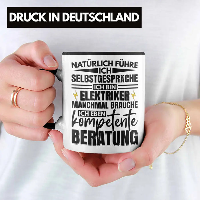 Trendation - Elektriker Tasse Geschenk Elektromeister Lustiger Spruch Männer Geschenkidee Natürlich Führe Ich Selbstgespräche Trendation