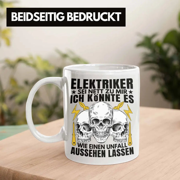 Trendation - Elektriker Tasse Geschenk Elektromeister Lustiger Spruch Männer Geschenkidee Wie Ein Unfall Aussehen Lassen Weiß Trendation