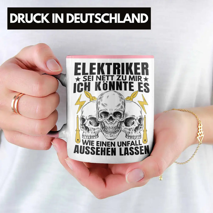 Trendation - Elektriker Tasse Geschenk Elektromeister Lustiger Spruch Männer Geschenkidee Wie Ein Unfall Aussehen Lassen Rosa Trendation
