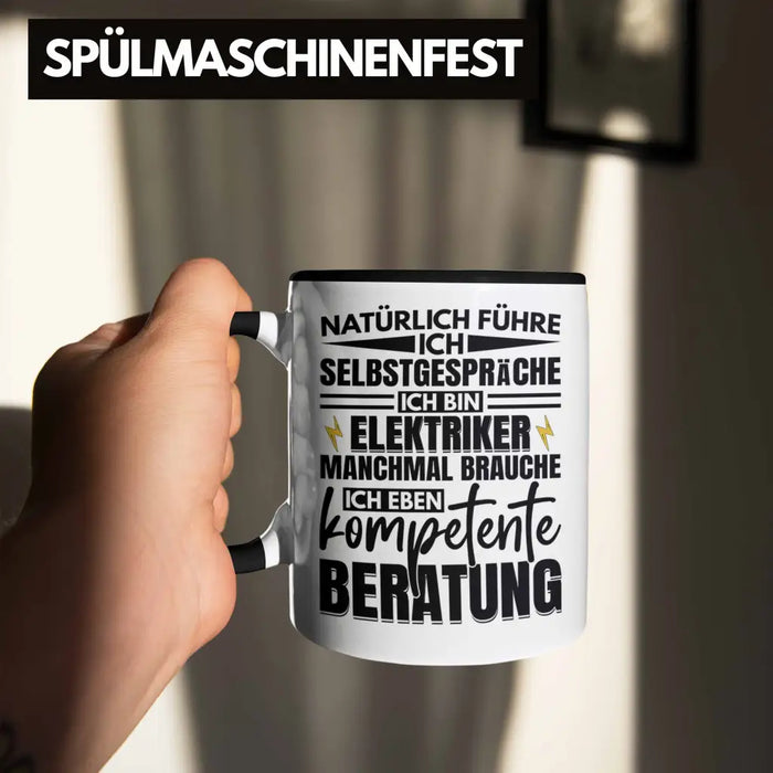 Trendation - Elektriker Tasse Geschenk Elektromeister Lustiger Spruch Männer Geschenkidee Natürlich Führe Ich Selbstgespräche Trendation