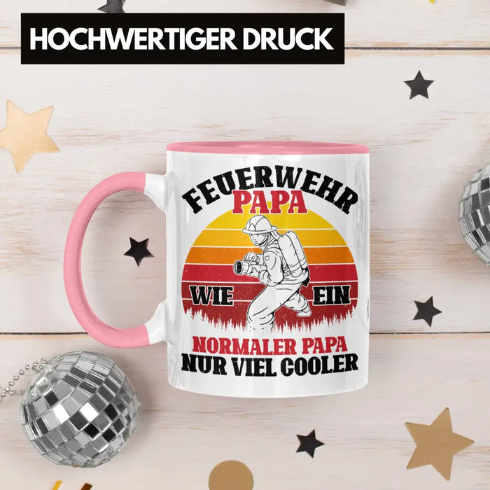 Trendation - Feuerwehr Papa Geschenk Tasse Feuerwehrmann Vater Vatertag Spruch Rosa Trendation