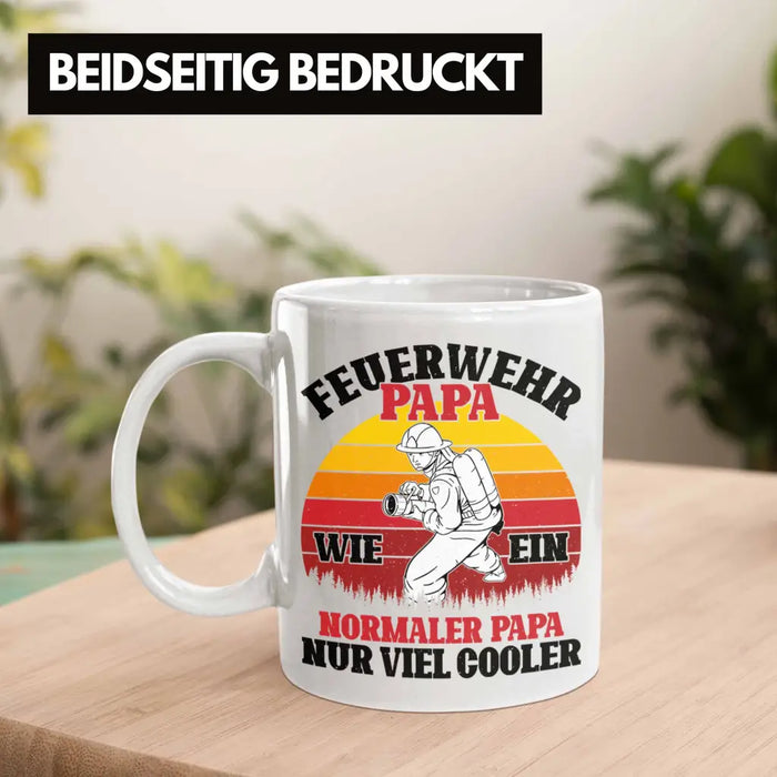 Trendation - Feuerwehr Papa Geschenk Tasse Feuerwehrmann Vater Vatertag Spruch Weiß Trendation