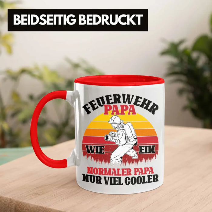 Trendation - Feuerwehr Papa Geschenk Tasse Feuerwehrmann Vater Vatertag Spruch Rot Trendation