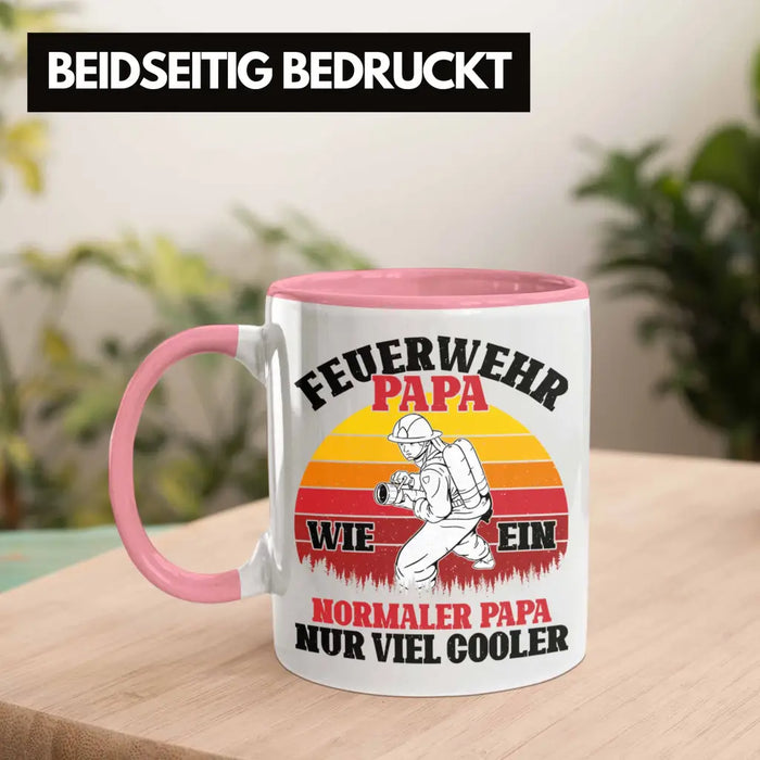 Trendation - Feuerwehr Papa Geschenk Tasse Feuerwehrmann Vater Vatertag Spruch Rosa Trendation