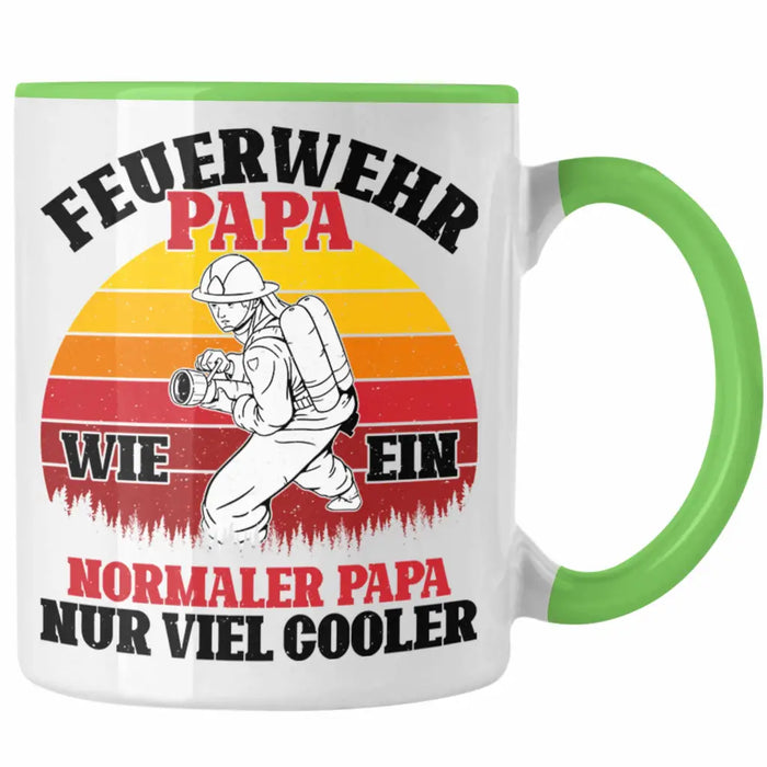 Trendation - Feuerwehr Papa Geschenk Tasse Feuerwehrmann Vater Vatertag Spruch Grün Trendation