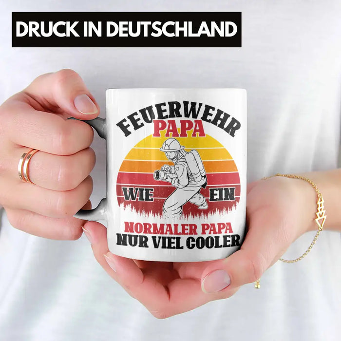 Trendation - Feuerwehr Papa Geschenk Tasse Feuerwehrmann Vater Vatertag Spruch Weiß Trendation