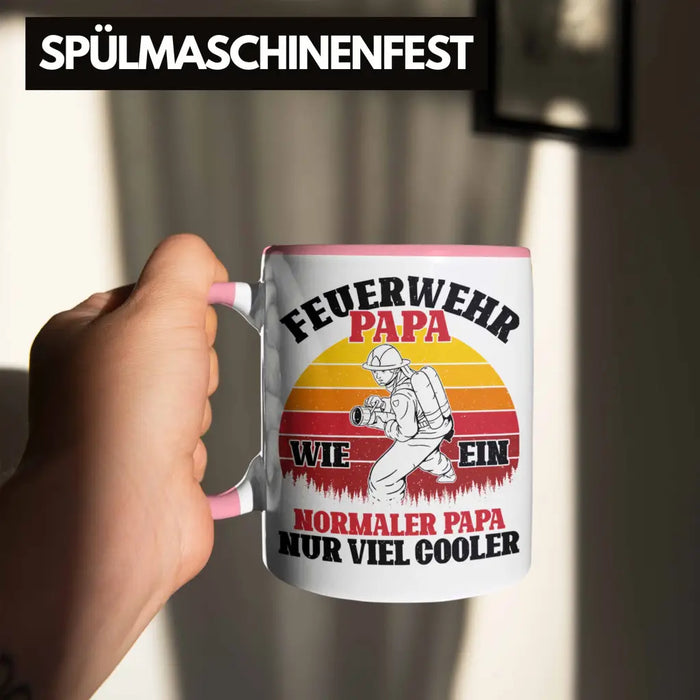 Trendation - Feuerwehr Papa Geschenk Tasse Feuerwehrmann Vater Vatertag Spruch Rosa Trendation