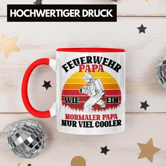 Trendation - Feuerwehr Papa Geschenk Tasse Feuerwehrmann Vater Vatertag Spruch Rot Trendation