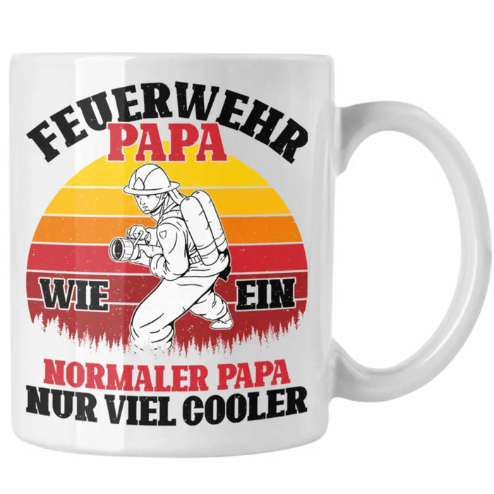 Trendation - Feuerwehr Papa Geschenk Tasse Feuerwehrmann Vater Vatertag Spruch Weiß Trendation