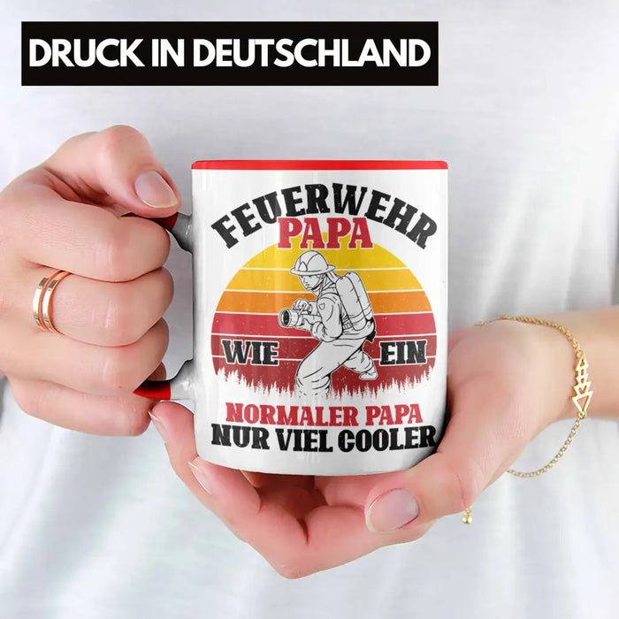 Trendation - Feuerwehr Papa Geschenk Tasse Feuerwehrmann Vater Vatertag Spruch Rot Trendation