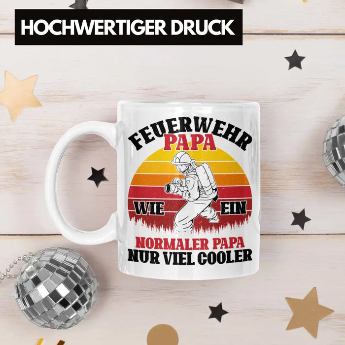 Trendation - Feuerwehr Papa Geschenk Tasse Feuerwehrmann Vater Vatertag Spruch Weiß Trendation