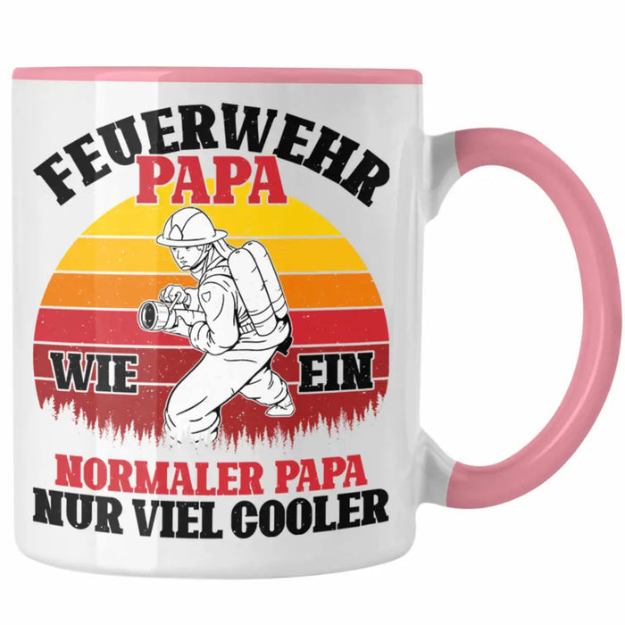 Trendation - Feuerwehr Papa Geschenk Tasse Feuerwehrmann Vater Vatertag Spruch Rosa Trendation