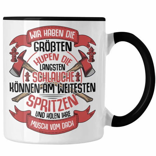 Trendation - Feuerwehr Tasse Geschenke Zubehör Lustig Einsatz Geburtstag Spruch Wir haben Die Größten Hupen Trendation